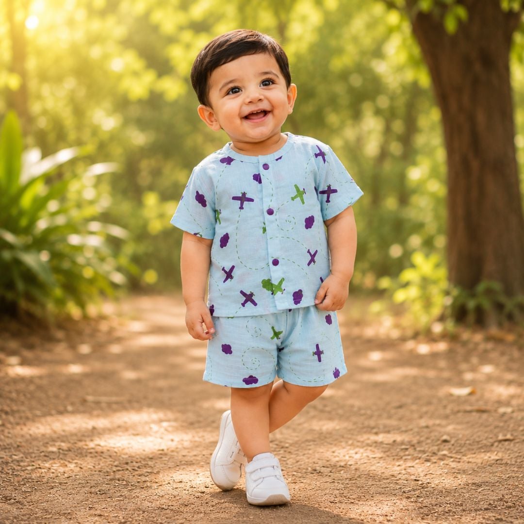 Dyed H/S Co-ord Set Blue