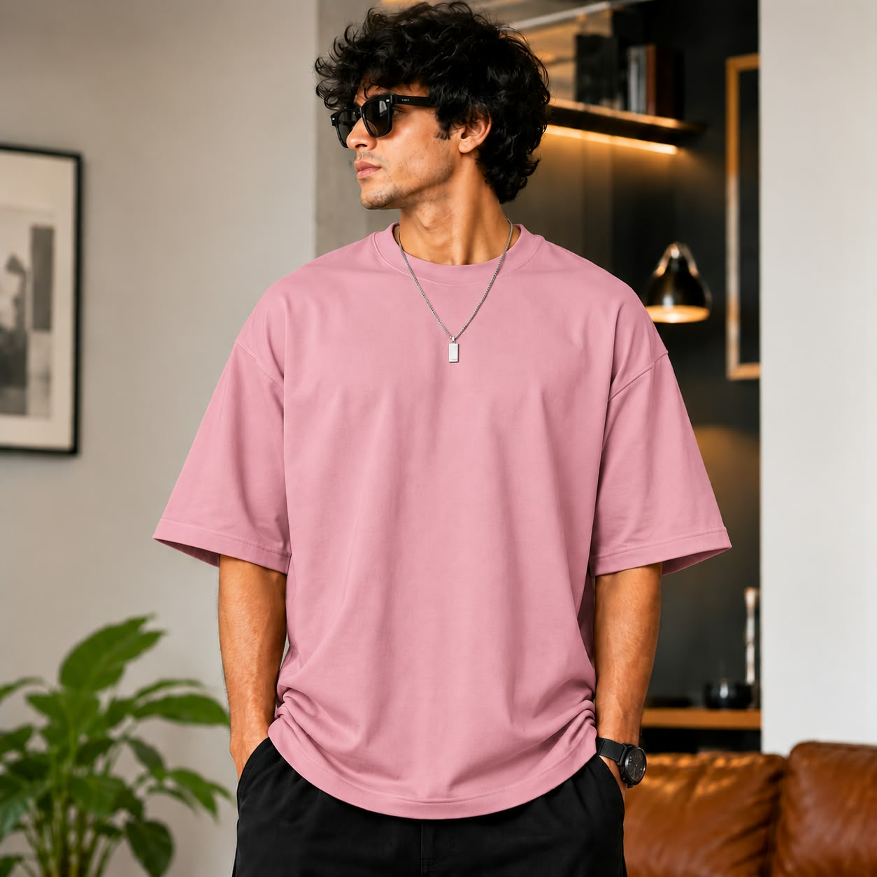Over sized Tee - 240gsm - 09 - PNK