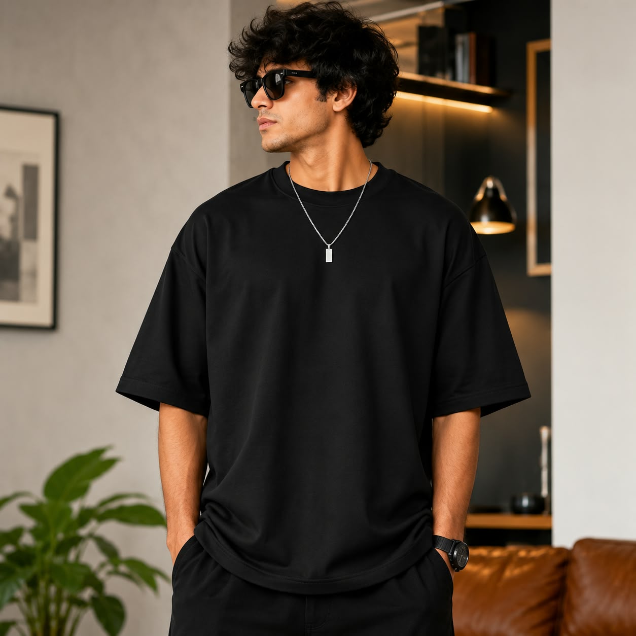 Over sized Tee - 240gsm - 01 - BLK