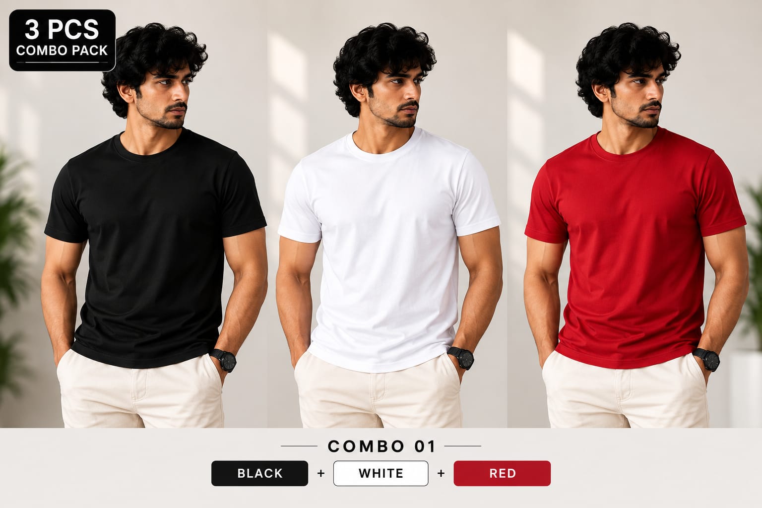 CTN TEE - 180gsm -  ( Pack of 3 ) Combo 01 view 1