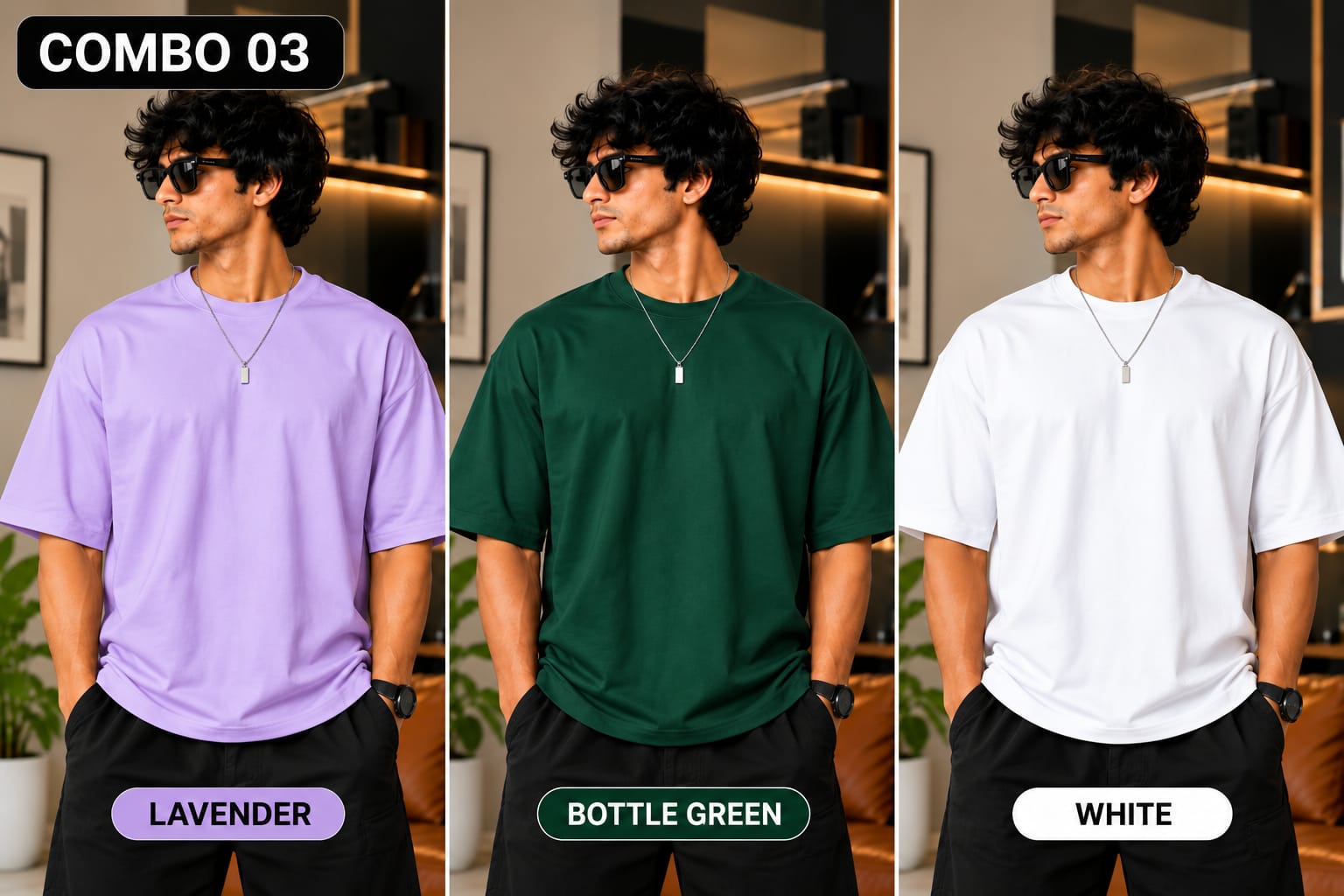 Over sized Tee - 240gsm -  ( Pack of 3 ) Combo 03 view 1