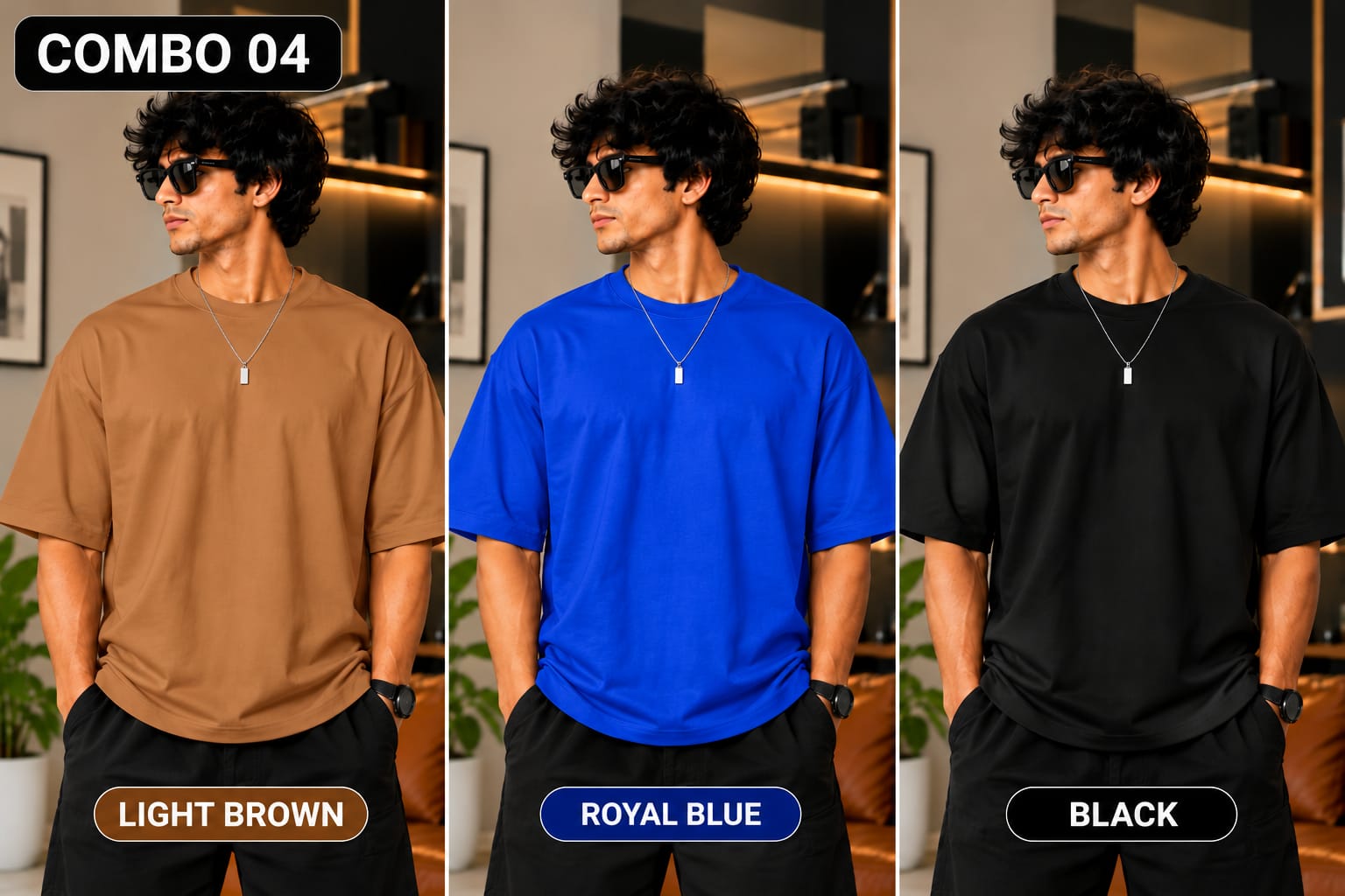 Over sized Tee - 240gsm -  ( Pack of 3 ) Combo 04 view 1