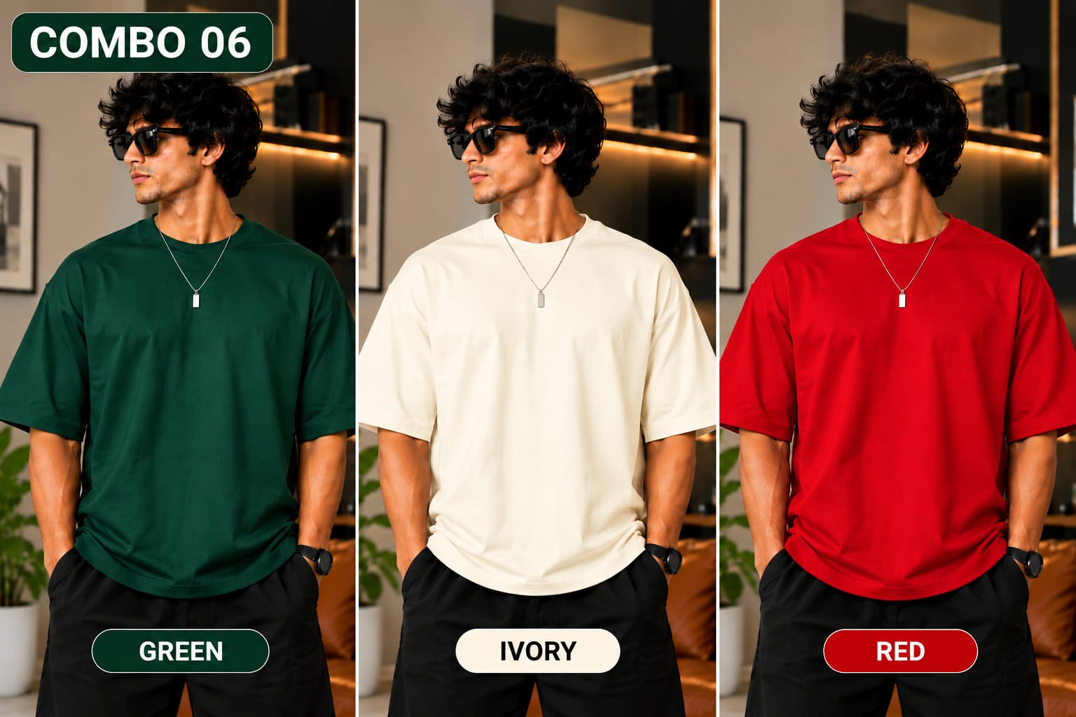 Over sized Tee - 240gsm -  ( Pack of 3 ) Combo 06 view 1