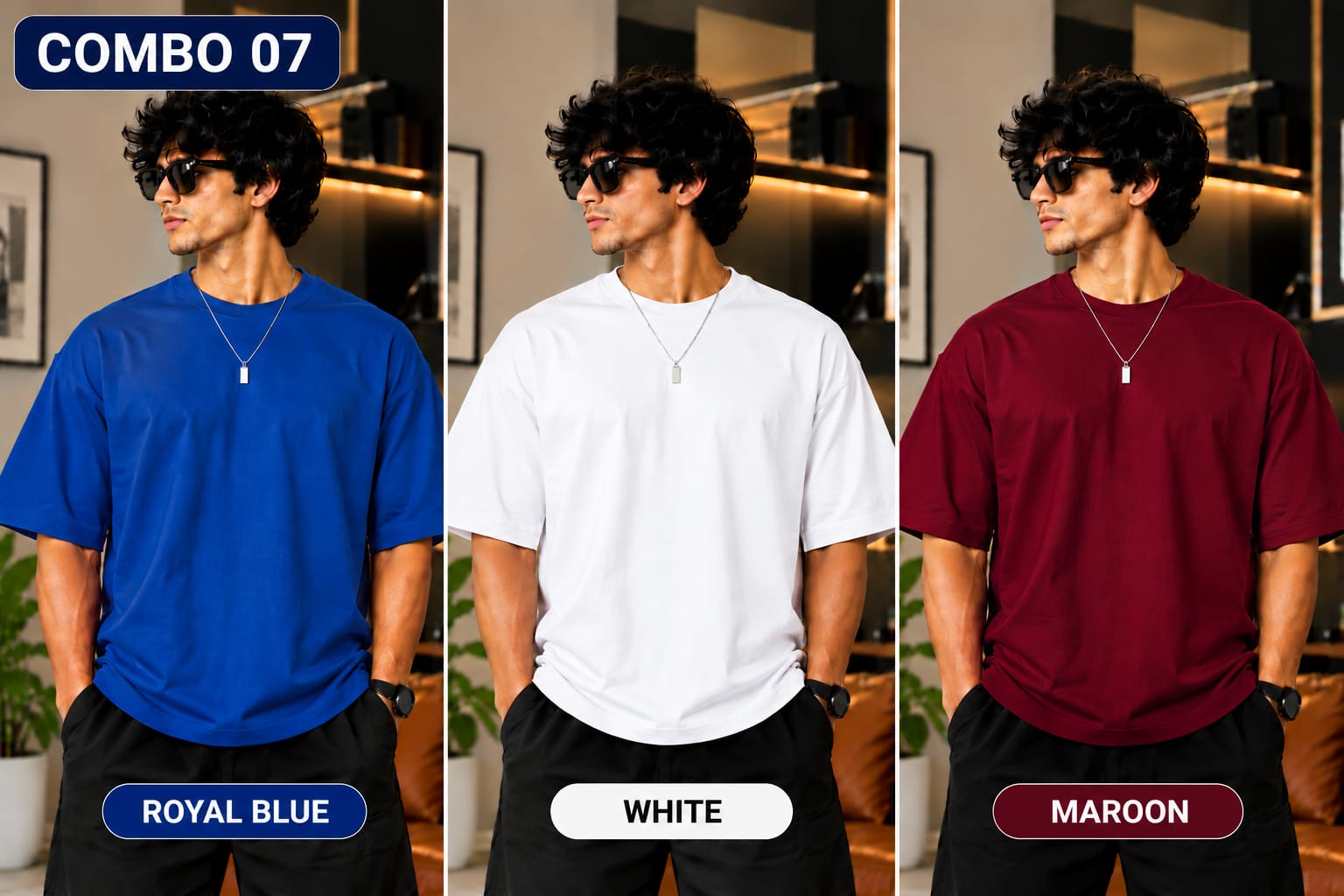Over sized Tee - 240gsm -  ( Pack of 3 ) Combo 07 view 1