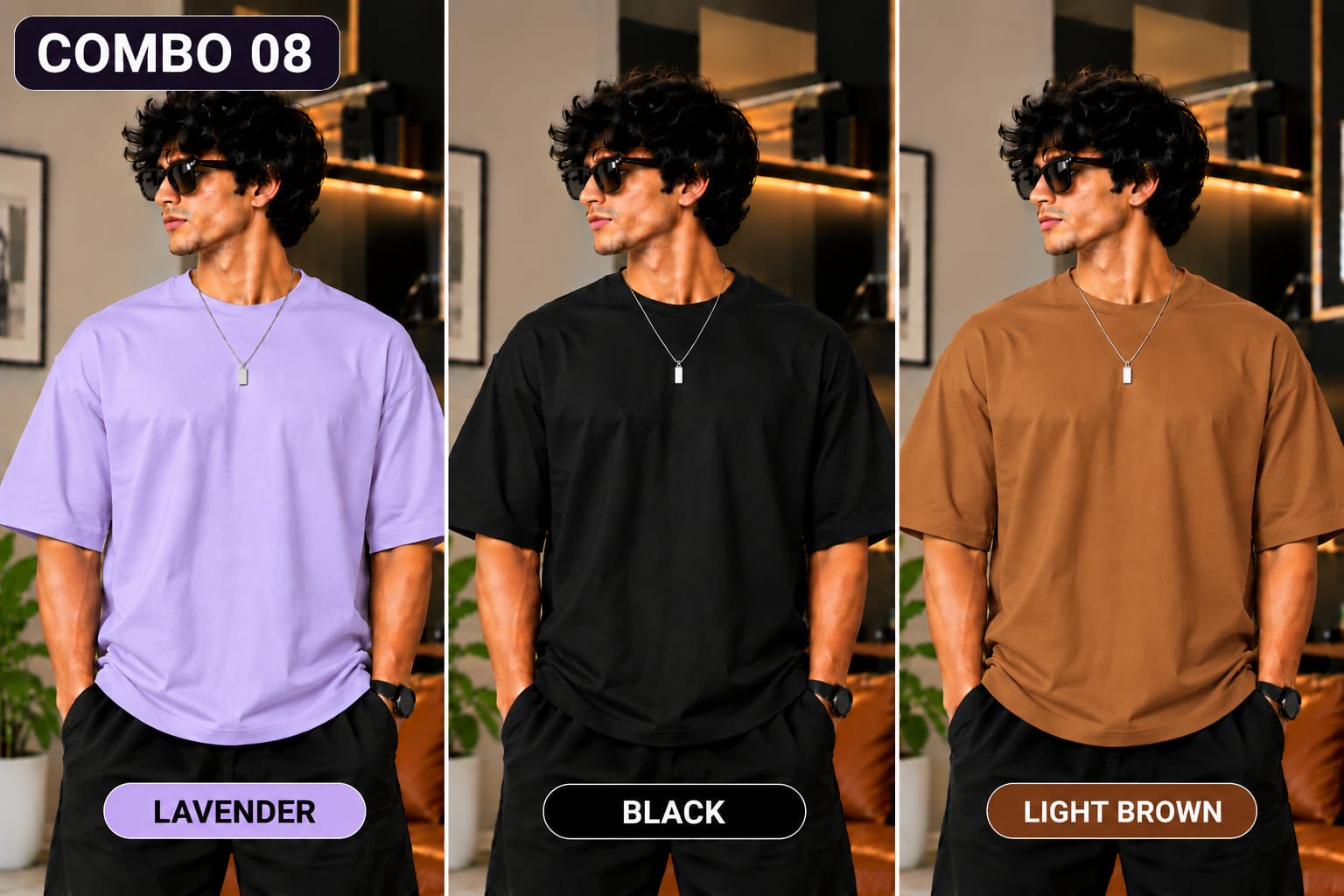 Over sized Tee - 240gsm -  ( Pack of 3 ) Combo 08 view 1