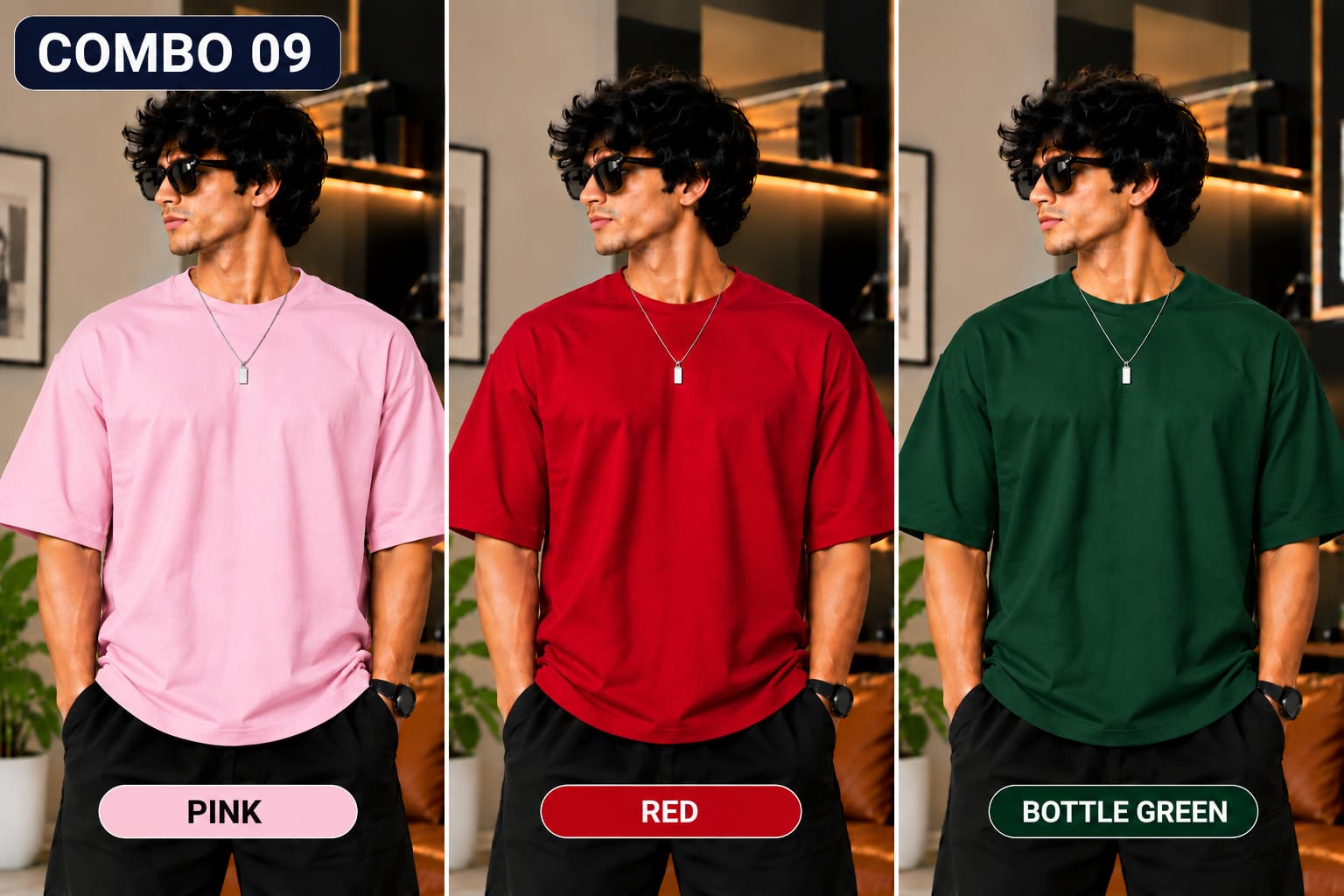 Over sized Tee - 240gsm -  ( Pack of 3 ) Combo 09 view 1