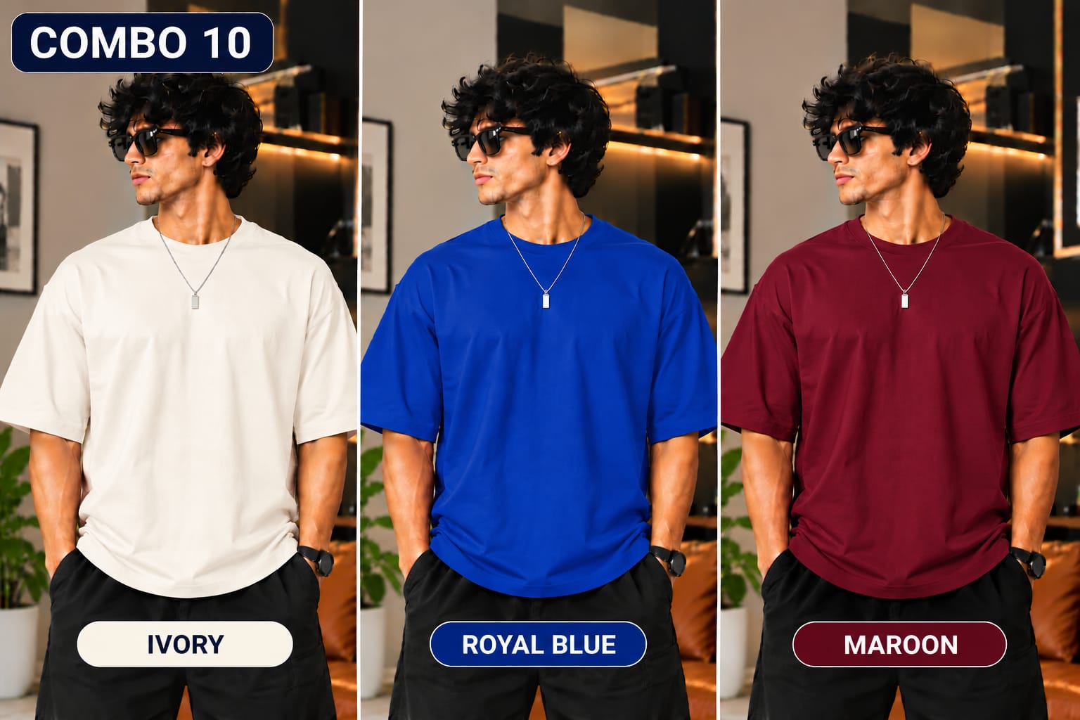Over sized Tee - 240gsm -  ( Pack of 3 ) Combo 10 view 1