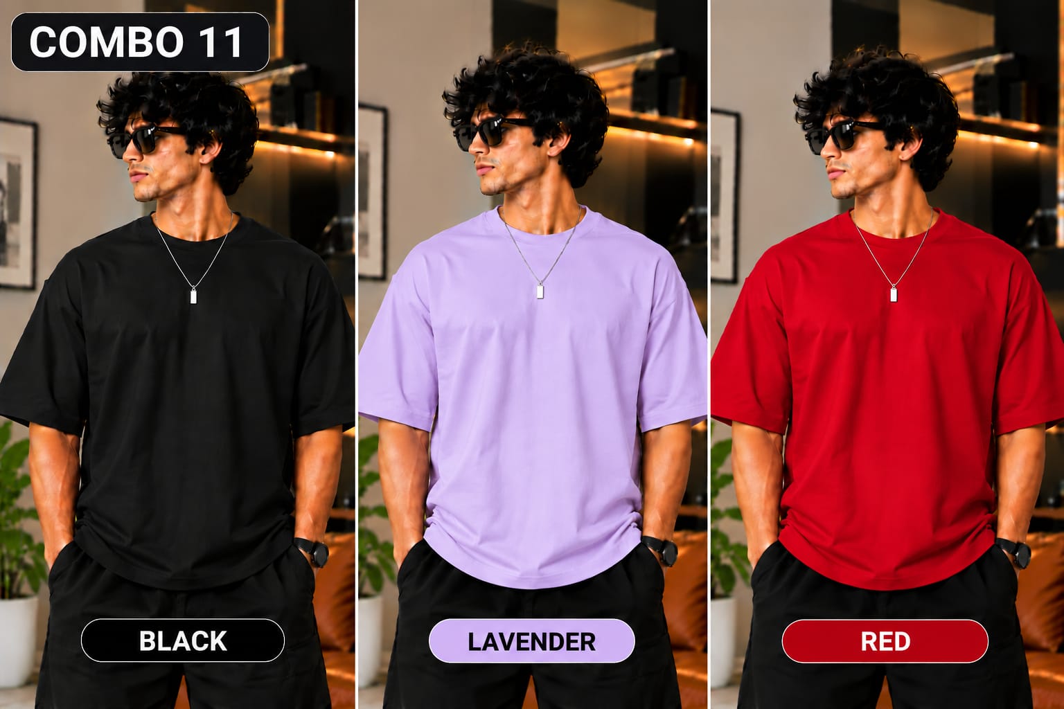 Over sized Tee - 240gsm -  ( Pack of 3 ) Combo 11 view 1