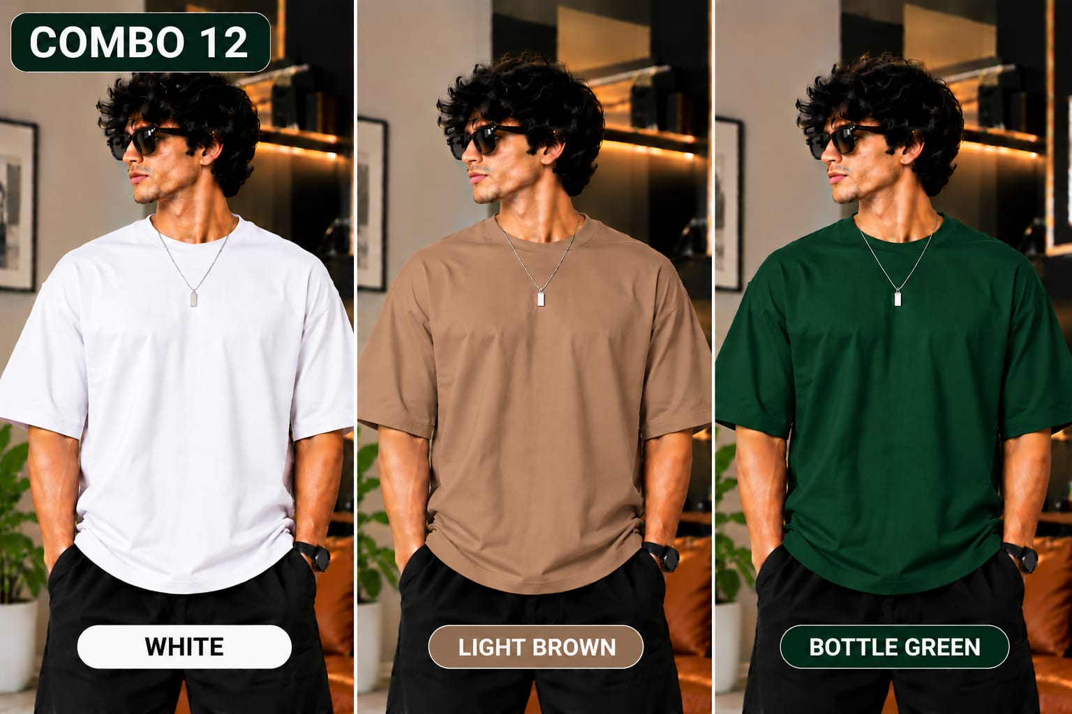 Over sized Tee - 240gsm -  ( Pack of 3 ) Combo 12 view 1
