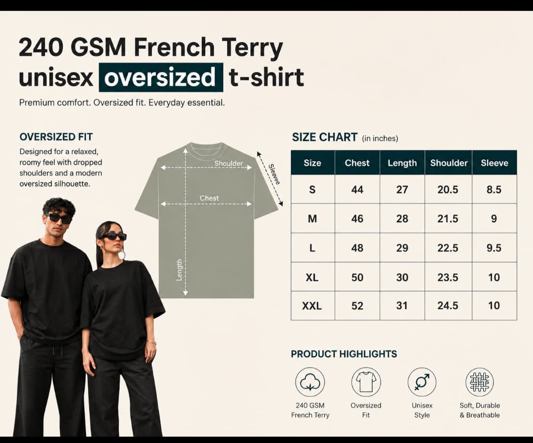 Over sized Tee - 240gsm -  ( Pack of 3 ) Combo 12 view 2