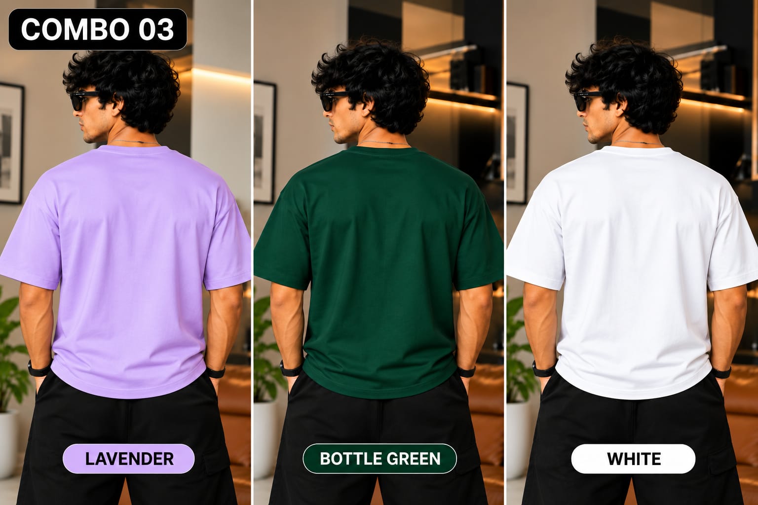 Over sized Tee - 240gsm -  ( Pack of 3 ) Combo 03 view 3