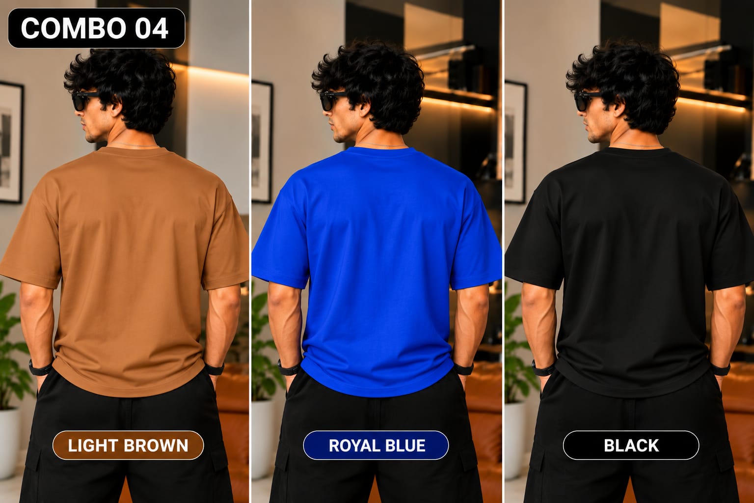 Over sized Tee - 240gsm -  ( Pack of 3 ) Combo 04 view 3