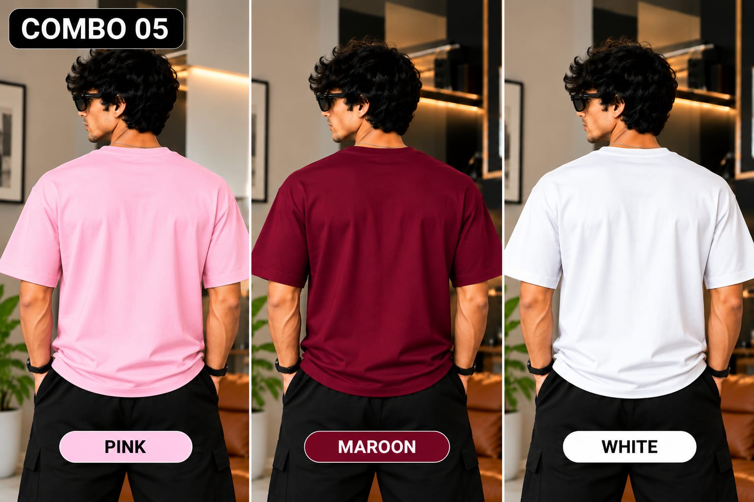 Over sized Tee - 240gsm -  ( Pack of 3 ) Combo 05 view 3