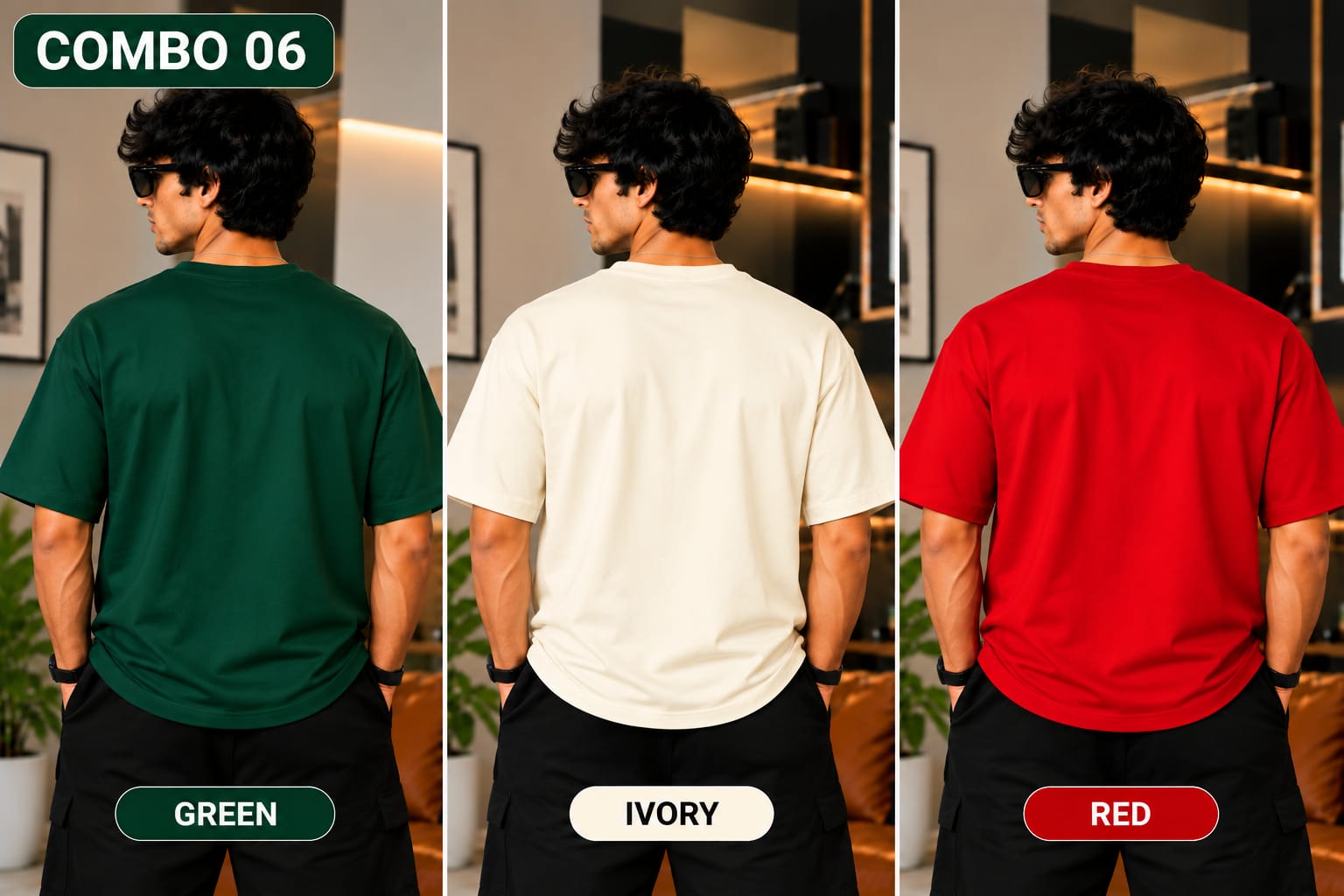 Over sized Tee - 240gsm -  ( Pack of 3 ) Combo 06 view 3