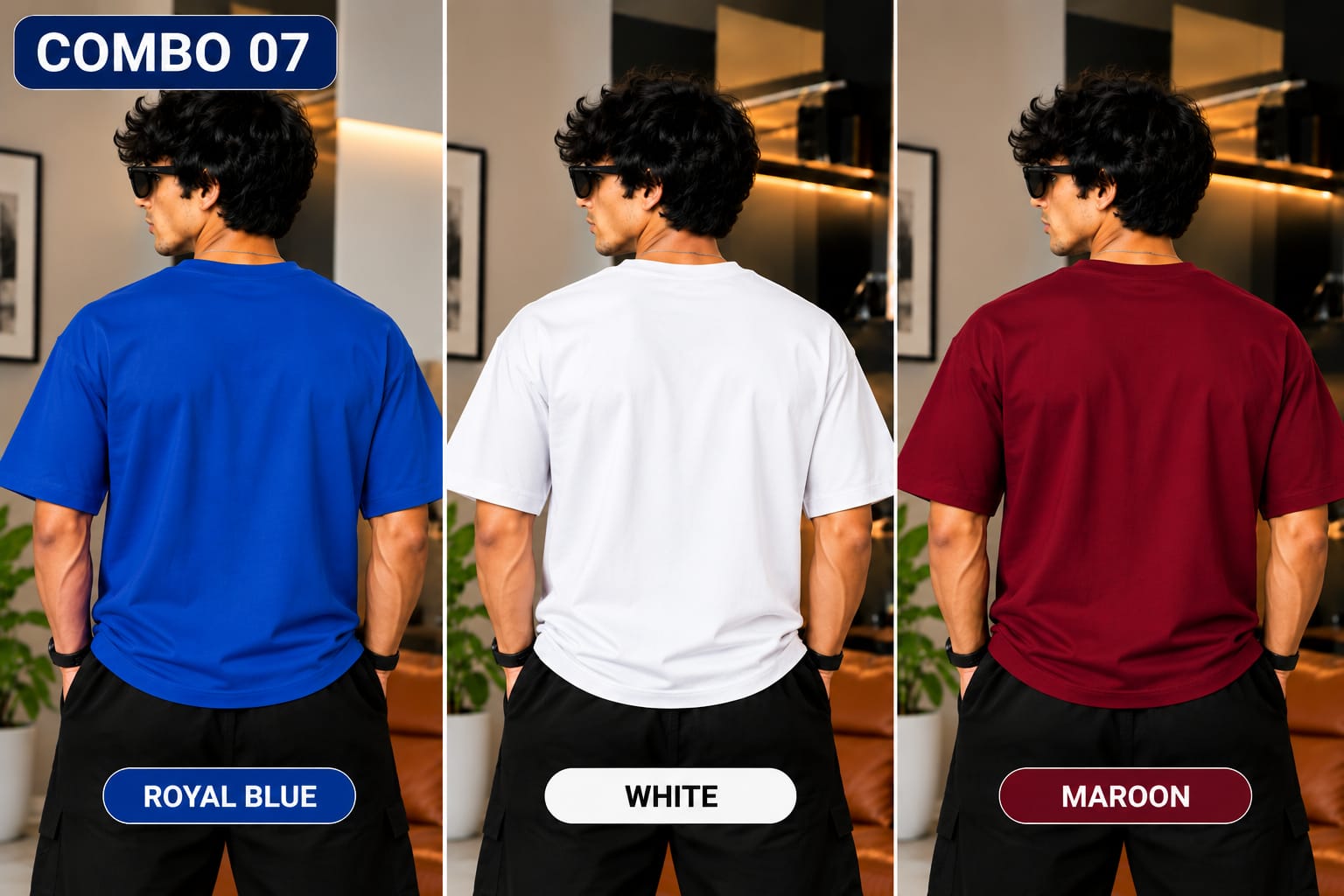 Over sized Tee - 240gsm -  ( Pack of 3 ) Combo 07 view 3