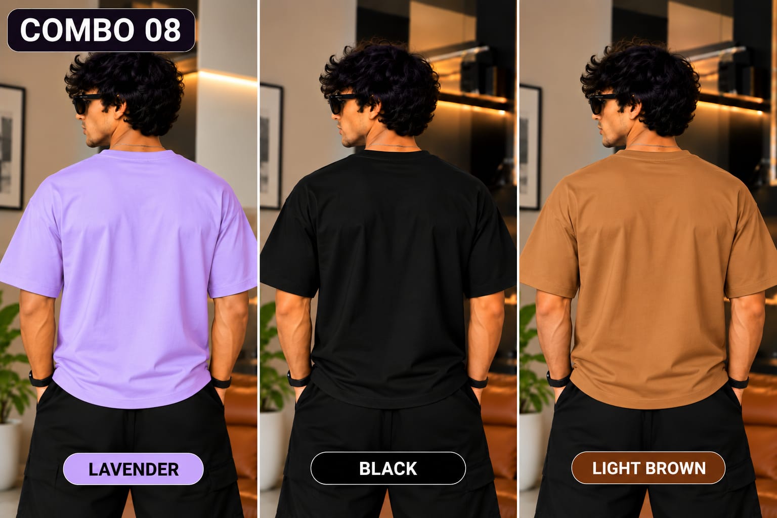 Over sized Tee - 240gsm -  ( Pack of 3 ) Combo 08 view 3