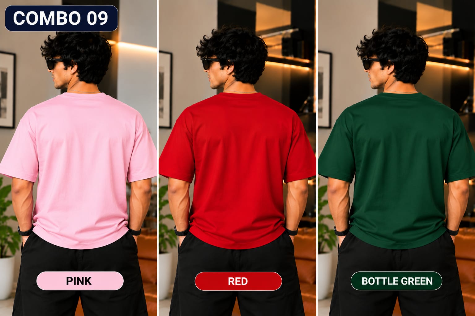 Over sized Tee - 240gsm -  ( Pack of 3 ) Combo 09 view 3