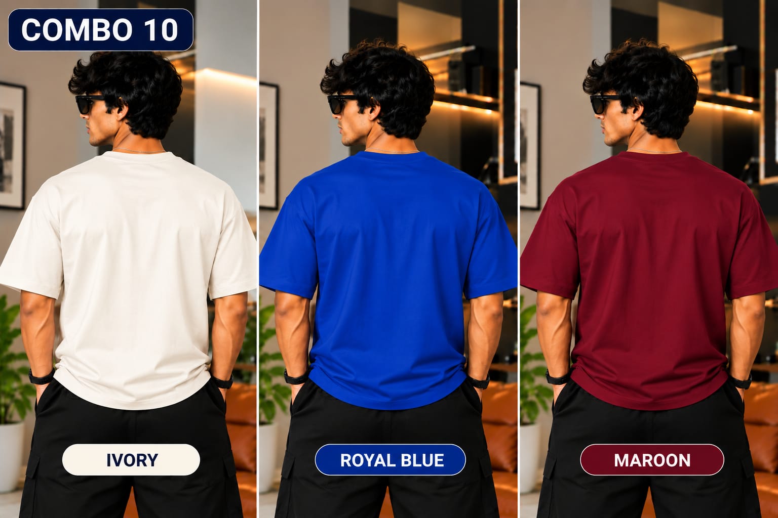 Over sized Tee - 240gsm -  ( Pack of 3 ) Combo 10 view 3