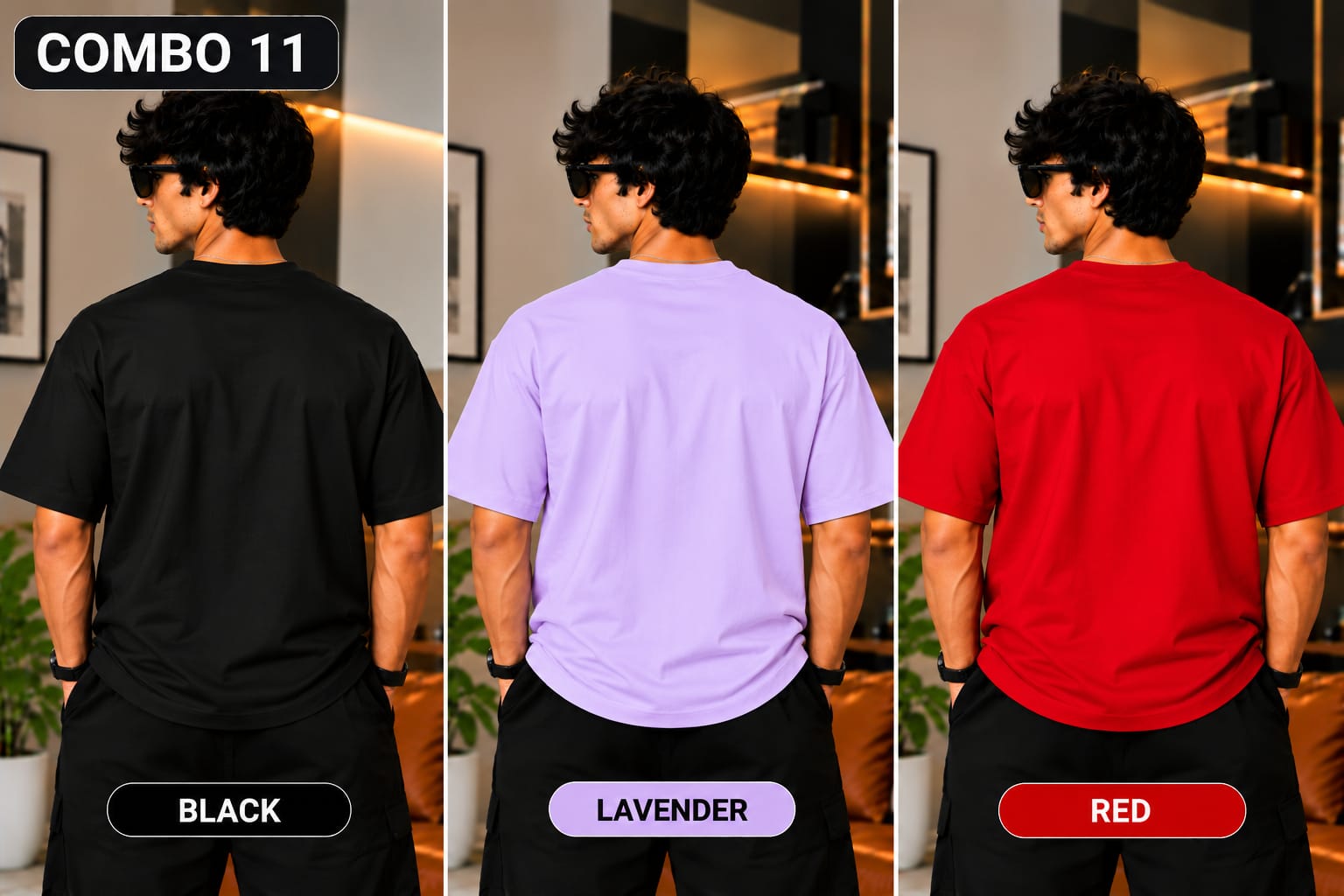 Over sized Tee - 240gsm -  ( Pack of 3 ) Combo 11 view 3