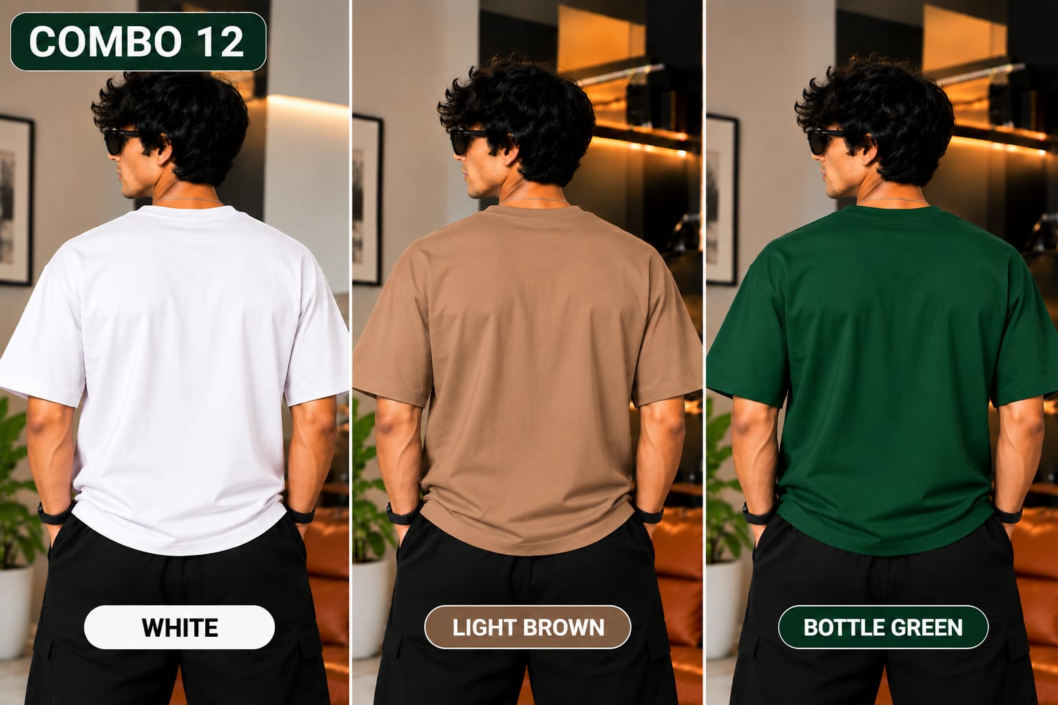 Over sized Tee - 240gsm -  ( Pack of 3 ) Combo 12 view 3